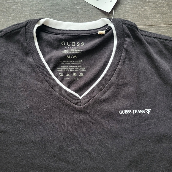 Guess Armin Jersey Black V Neck T Shirt - Picture 2 of 4